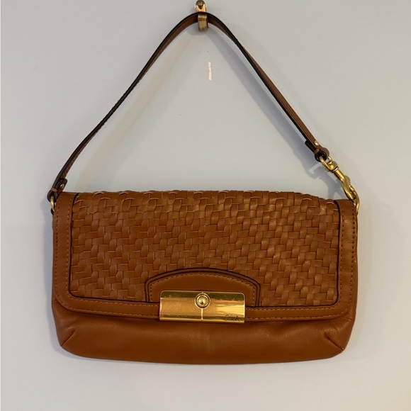 Coach Handbags - Coach Kristin Woven Leather Flap Wristlet EUC
